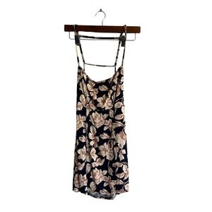 Free People Floral Mini Dress Sleeveless Casual‎ Sundress Navy Beige Size XS